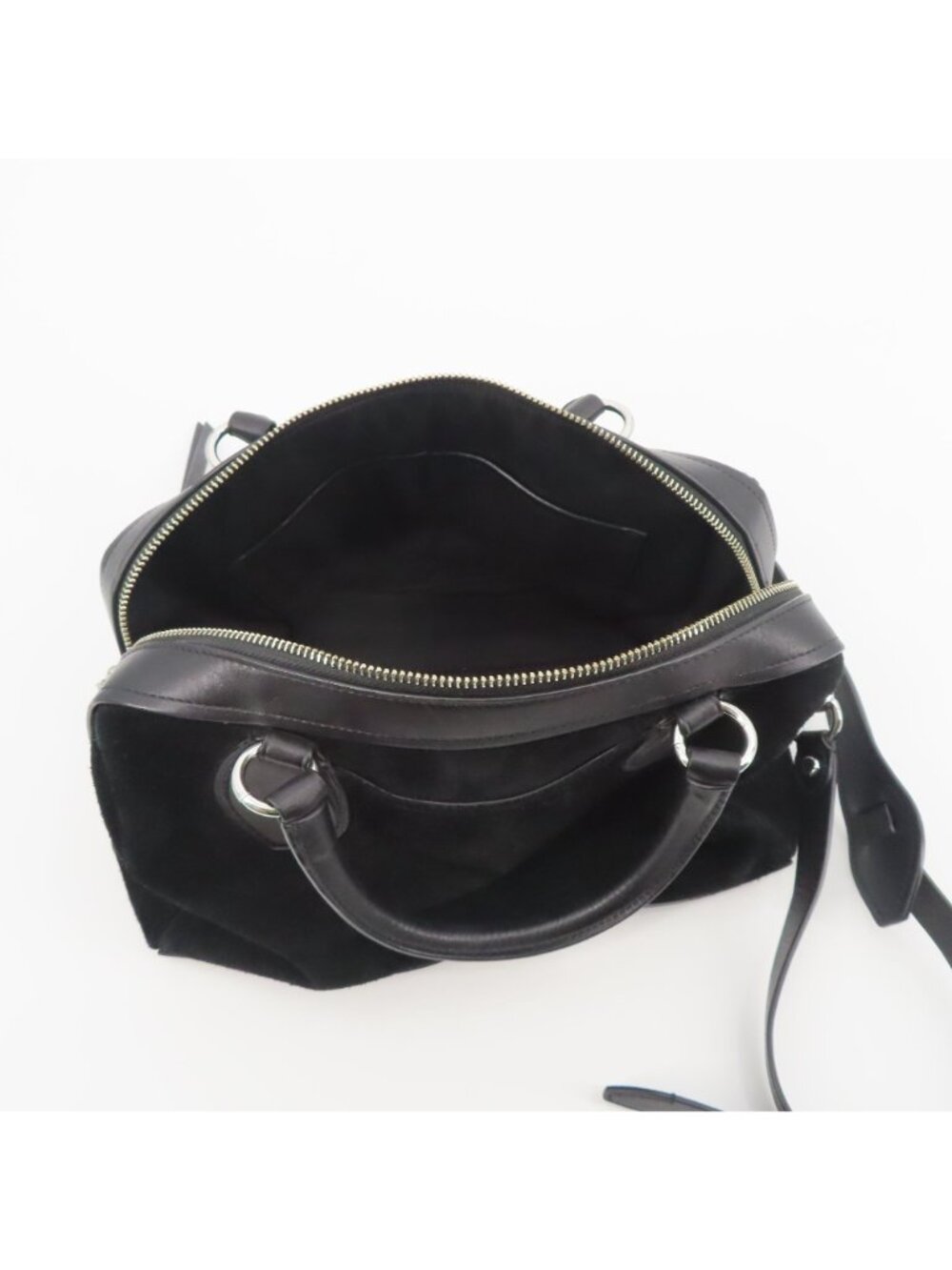 Rebecca Minkoff Pippa Duffle Black Suede Leather Crossbody Handbag Purse Bag - Picture 12 of 15